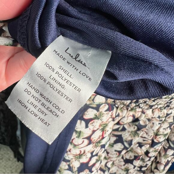 Lulus Medium Floral Forever Navy Blue Floral Print Smocked Skater Dress - Picture 11 of 15